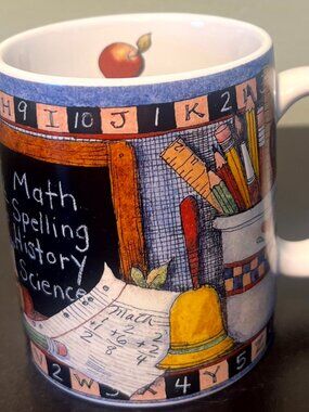 Lang and Wise Homeroom Susan Winget Teacher Mug 2001 Vintage Folk Art Cup SW 22